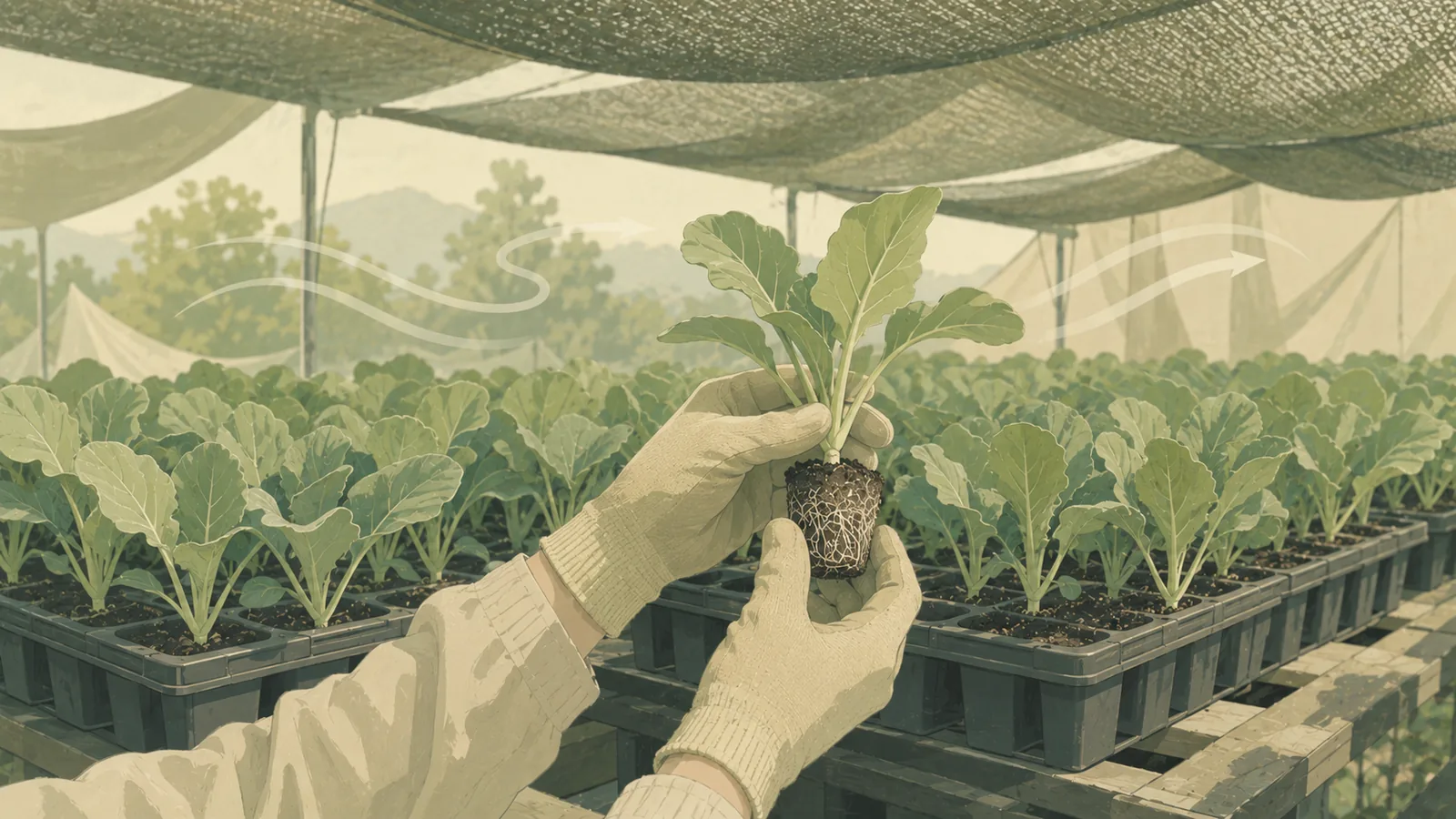 キャベツ 育苗｜根鉢を抜いて定植順を決める