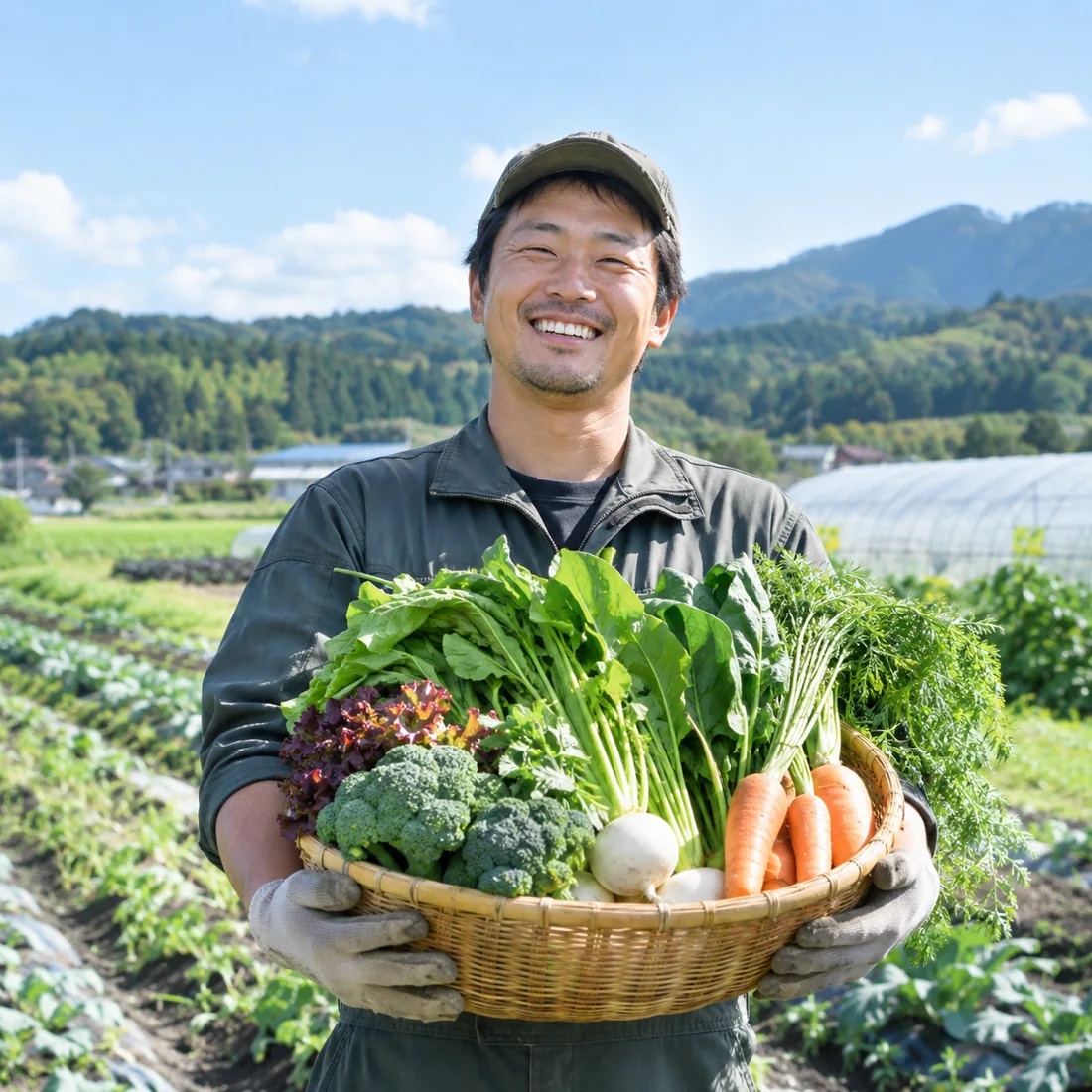 畑で働く生産者